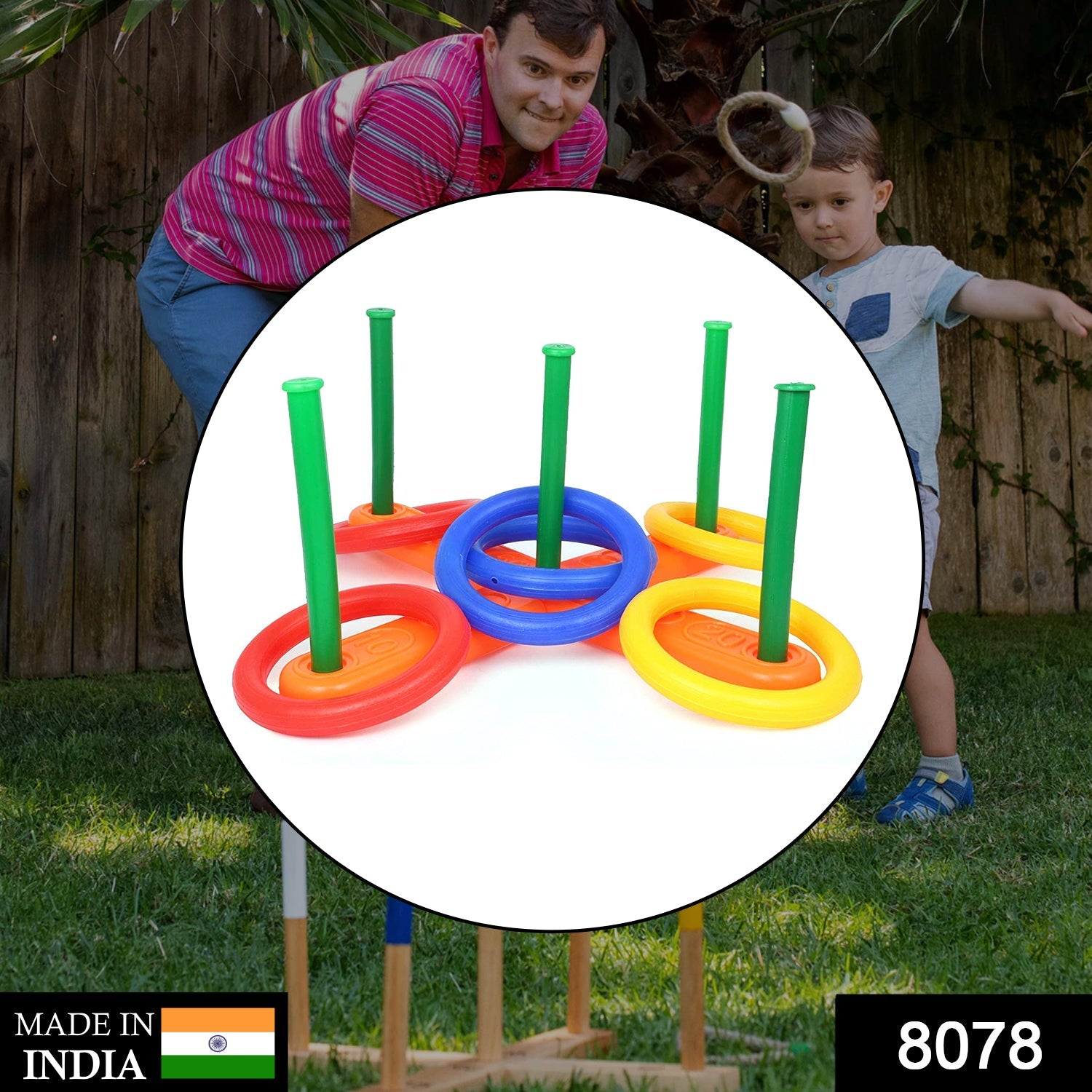 8078 13 Pc Ring Toss Game widely used by children’s and kids for playing and enjoying purposes and all in all kinds of household and official places etc. 8078 13 Pc Ring Toss Game widely used by children’s and kids for playing and enjoying purposes and all in all kinds of household and official places etc.